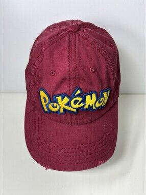 Pokemon Red Adjustable Hat Baseball Cap With Distressed Bill